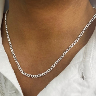 Sterling Silver 925 4MM Cuban Curb Chain Necklace