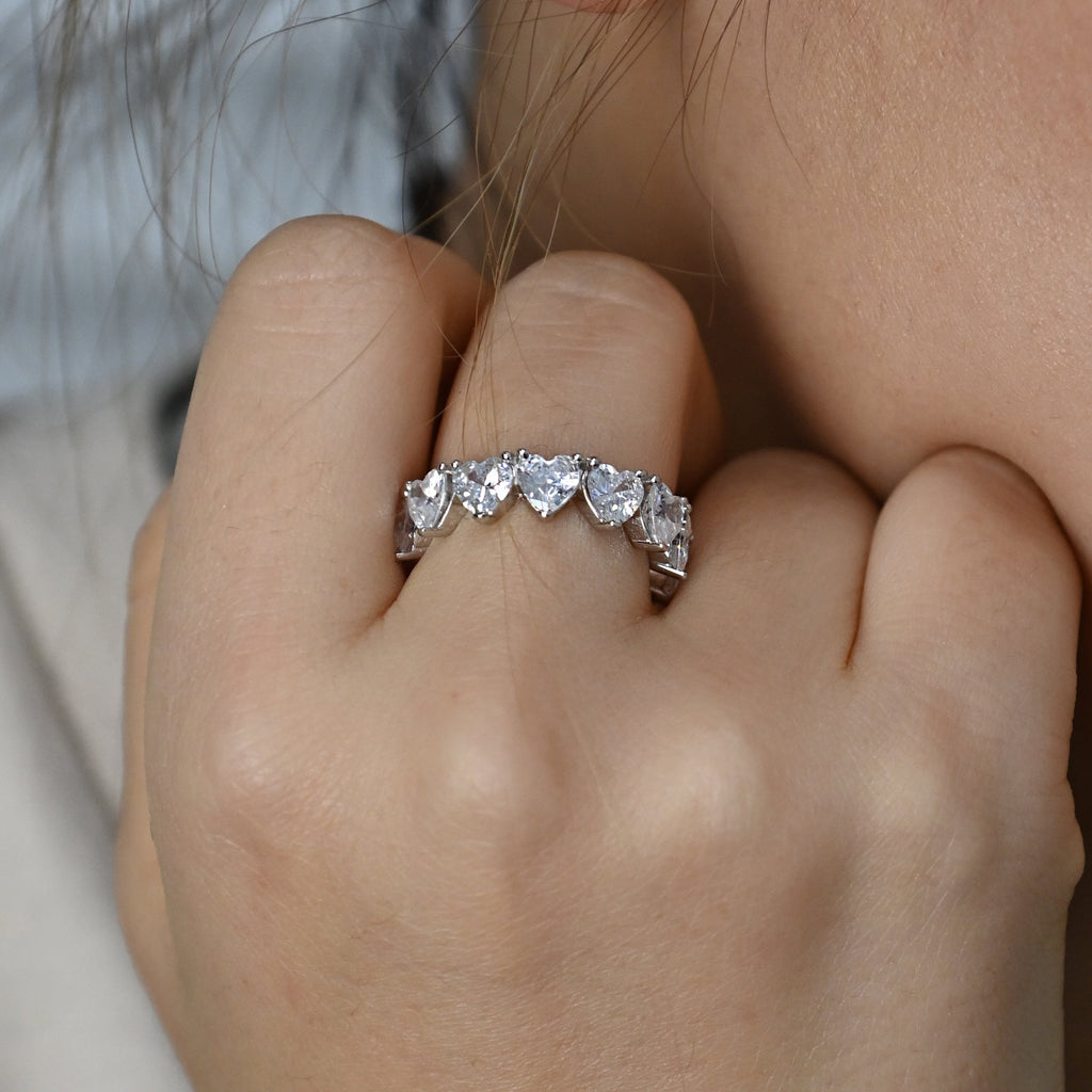 Silver Diamond Heart Ring