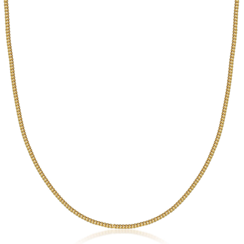 10K Yellow Gold 1.5mm Franco Square Box Chain Necklace