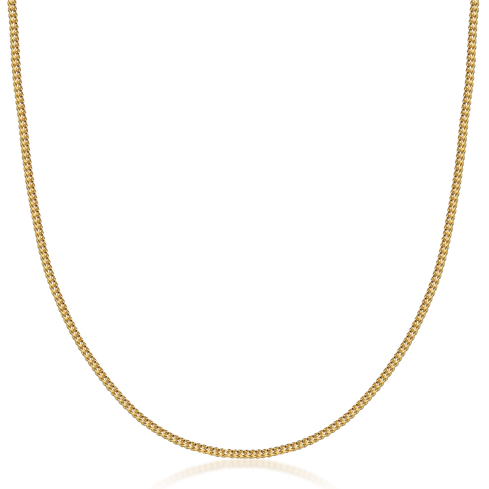 10K Yellow Gold 1.5mm Franco Square Box Chain Necklace