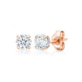 14K Gold Round CZ Stud Earrings - Available in White, Yellow, or Rose Gold