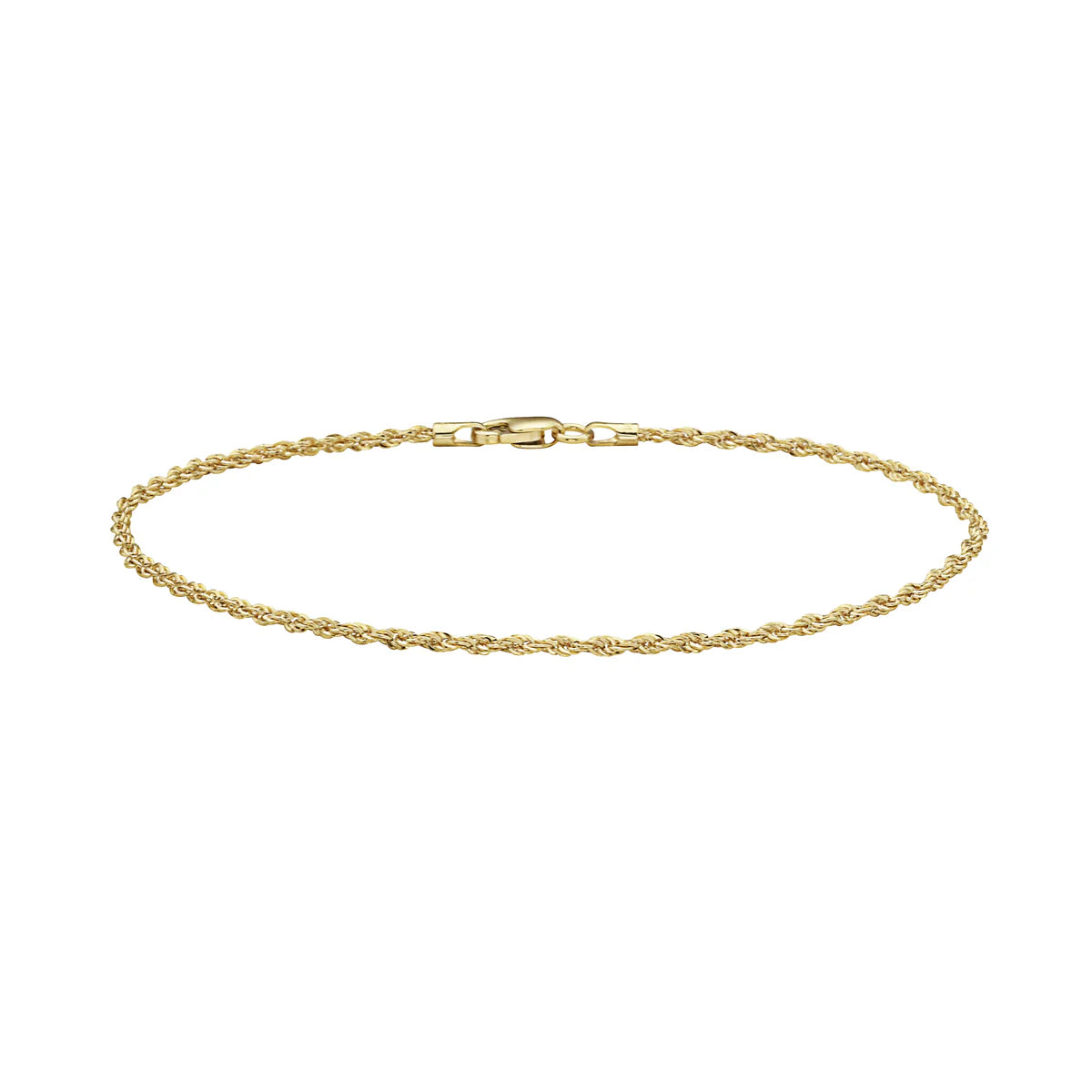 14K Gold 7 Inch Diamond Cut Rope Chain Bracelet