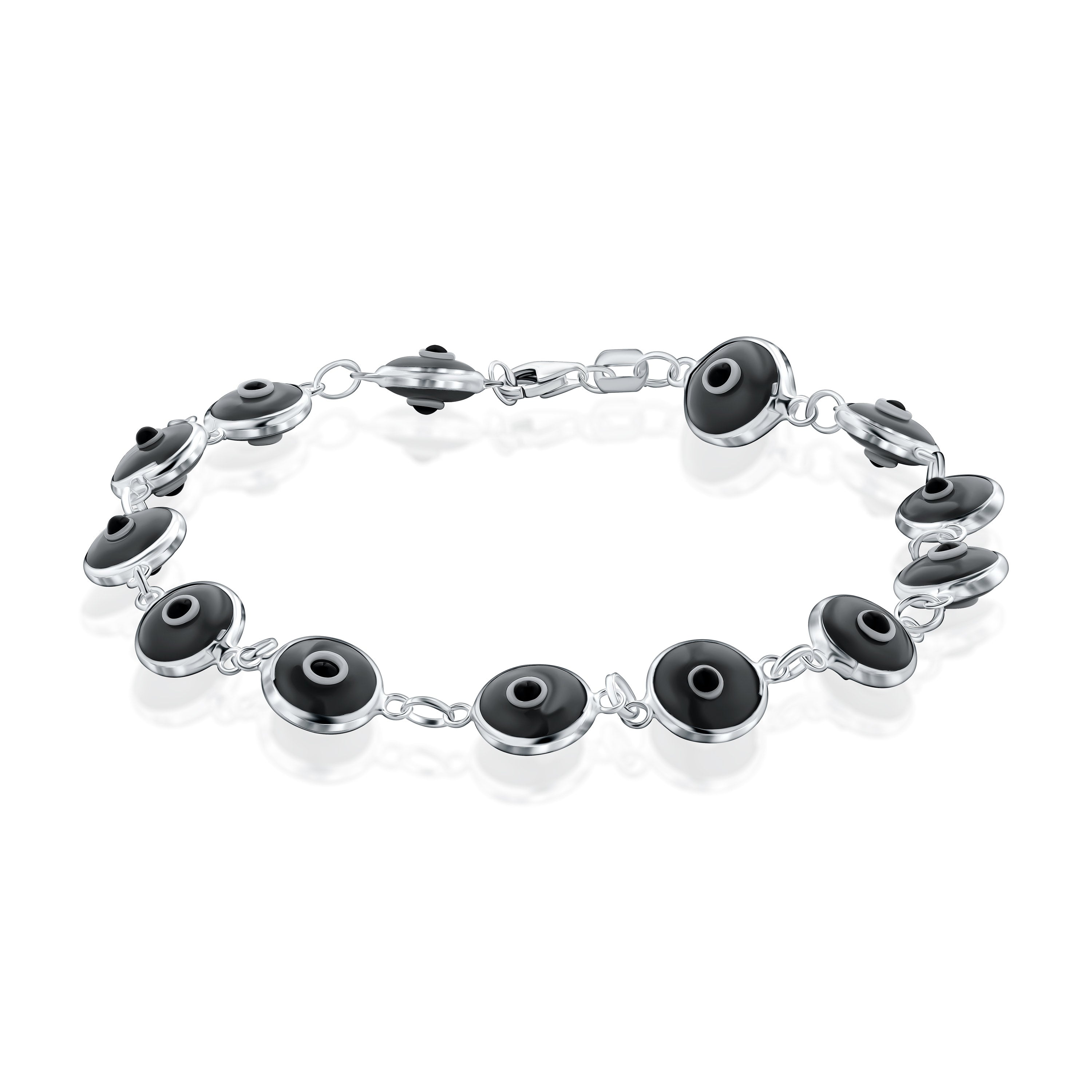 Sterling Silver Multicolored Evil Eye Bracelet