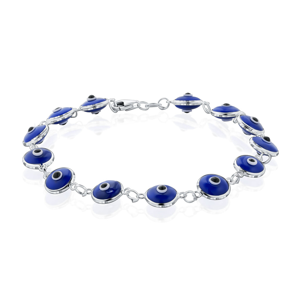 Sterling Silver Multicolored Evil Eye Bracelet