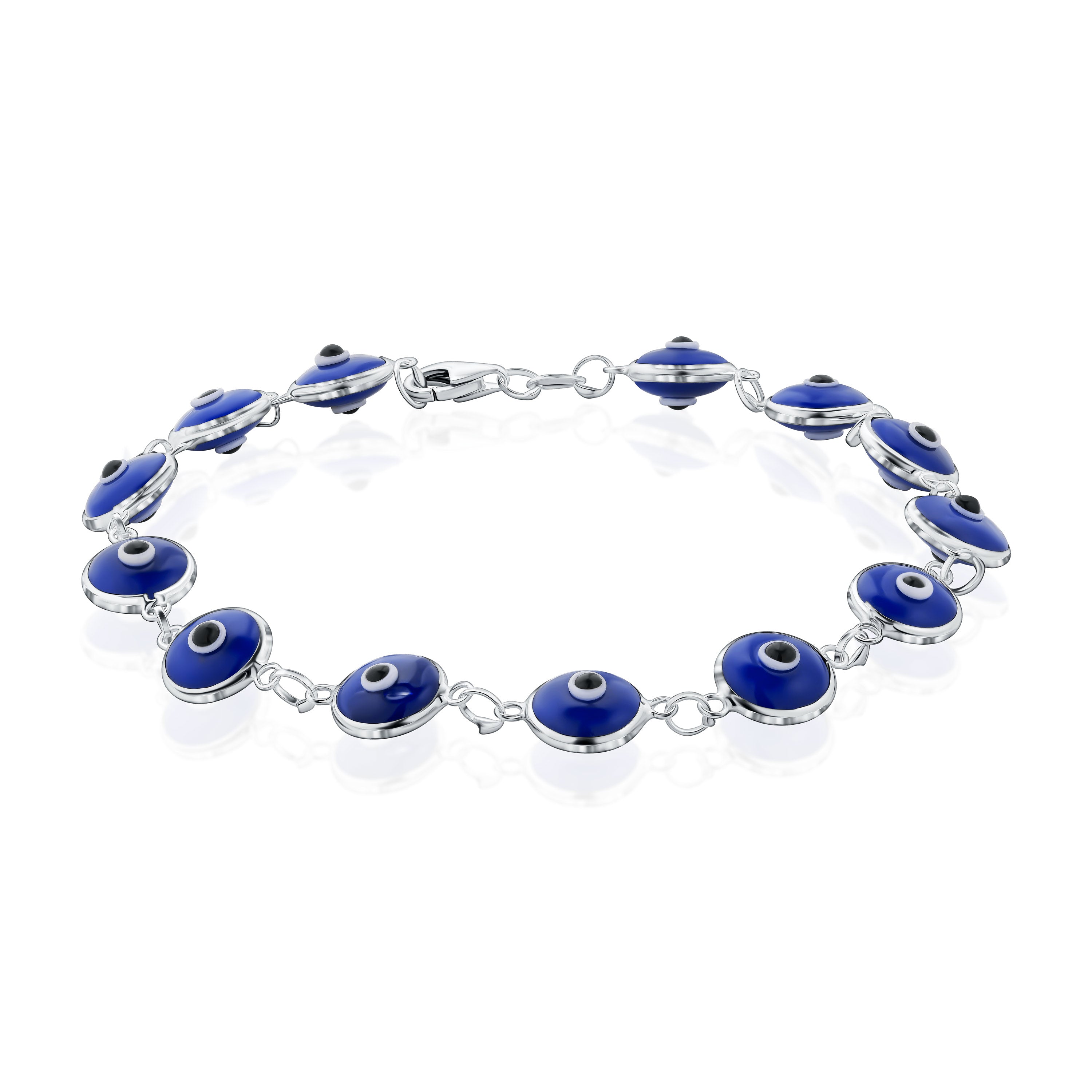 Sterling Silver Multicolored Evil Eye Bracelet
