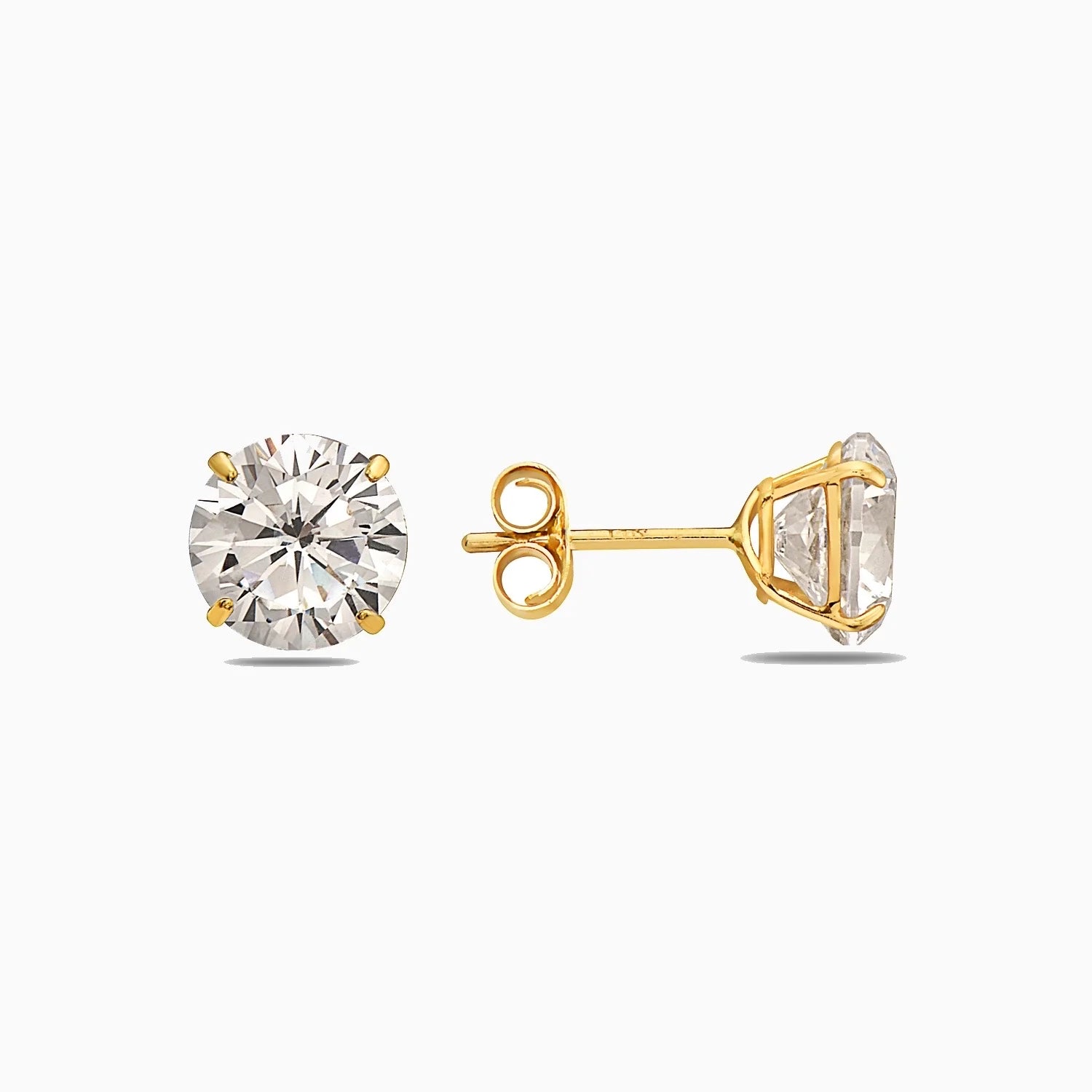 14K Gold Round Diamond Studs