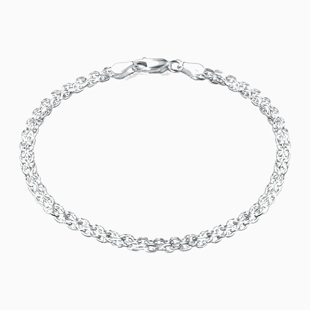 Sterling Silver Italian 3.5mm Bismark Mesh Link Chain Bracelet