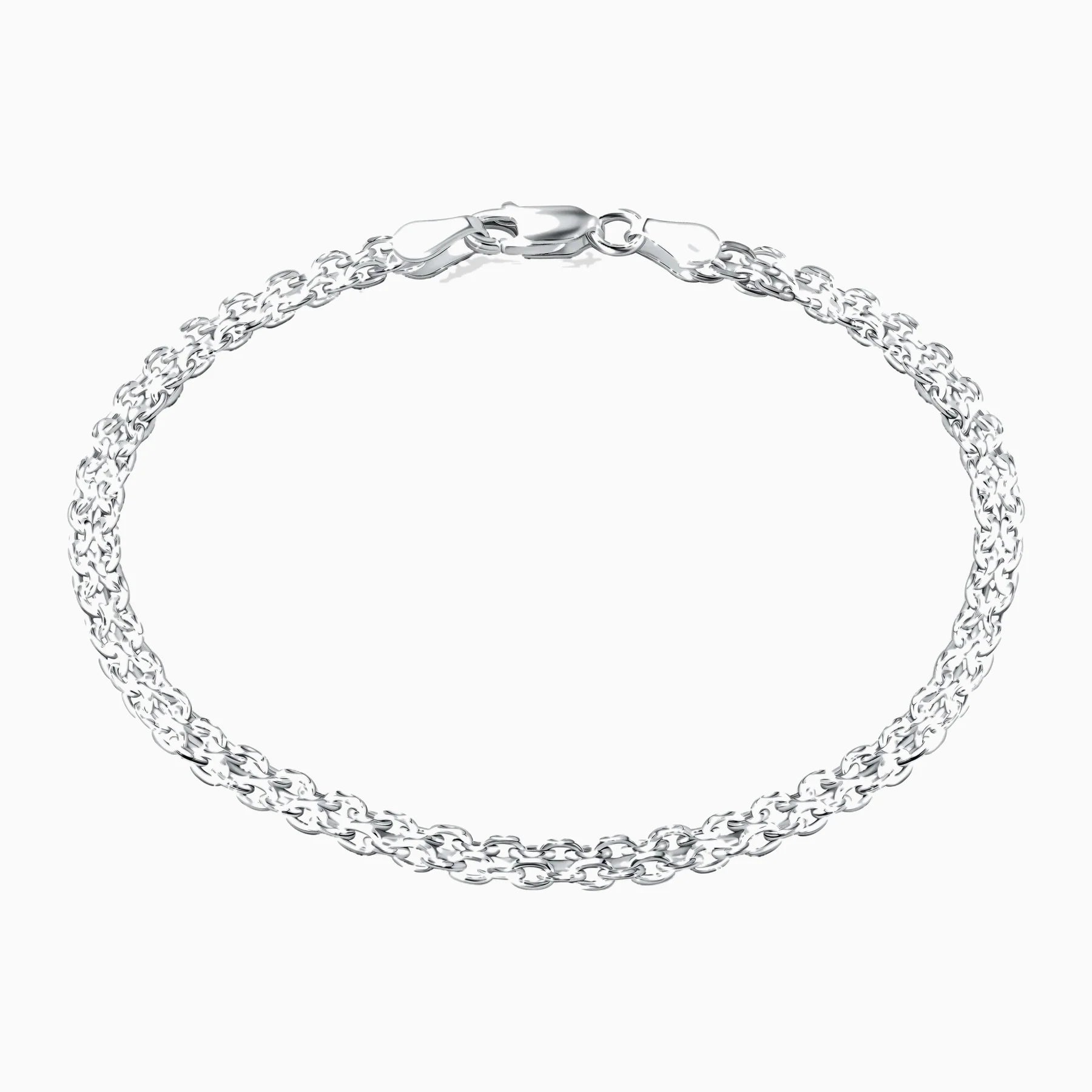 Sterling Silver Italian 3.5mm Bismark Mesh Link Chain Bracelet