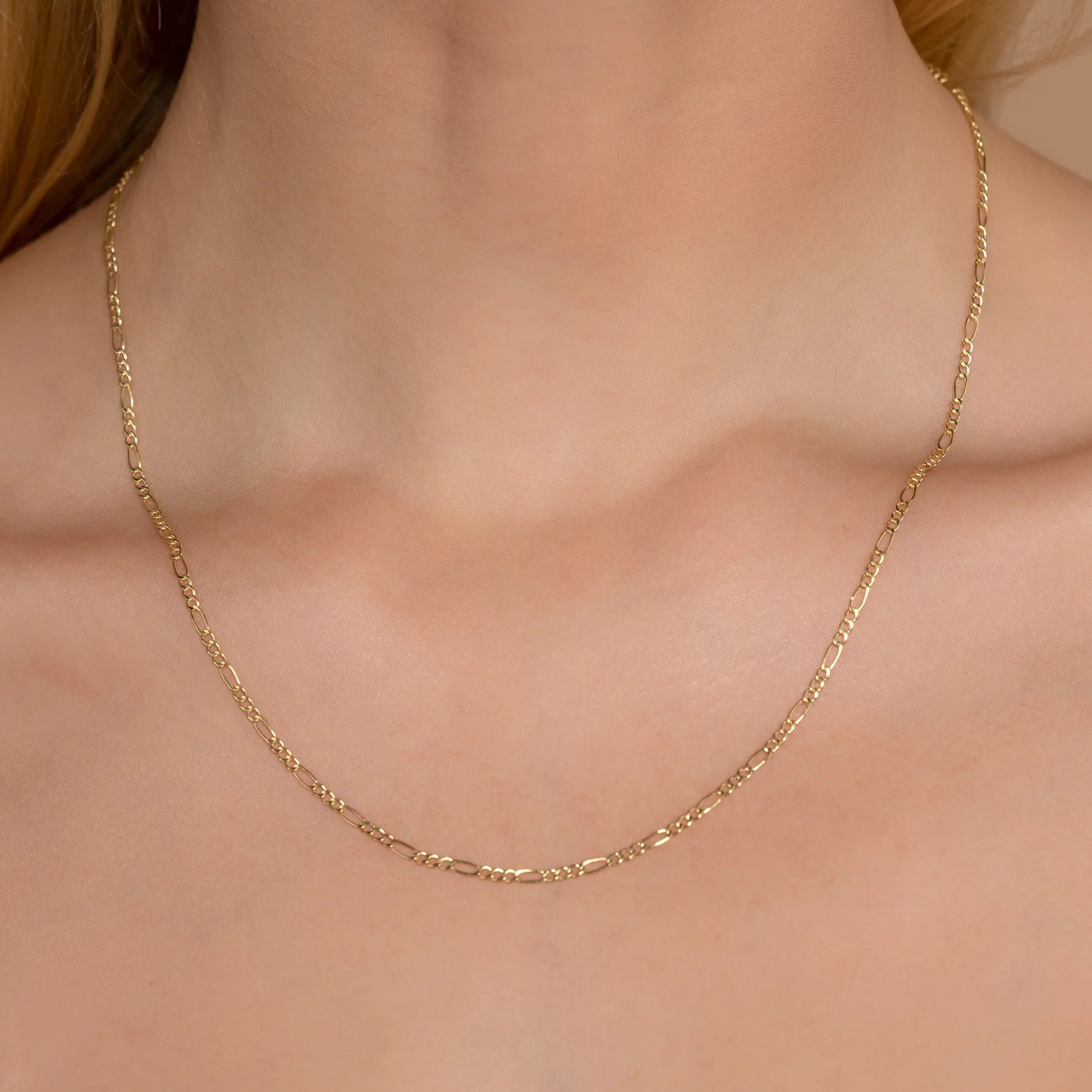 14K Gold Figaro Chain Necklace