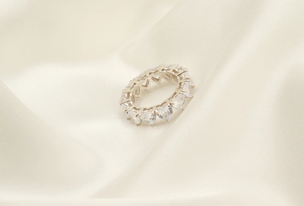 Silver Diamond Heart Ring