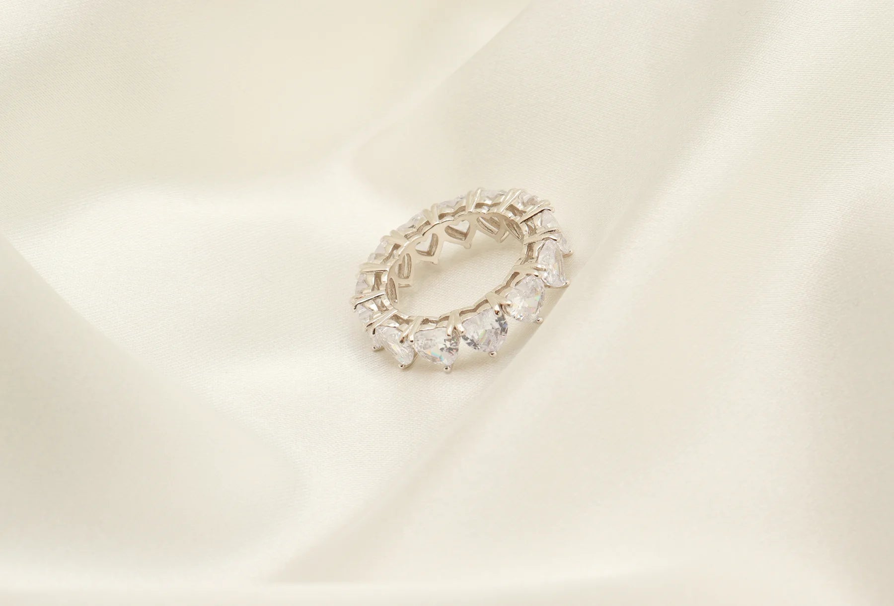 Silver Diamond Heart Ring