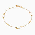 14K Solid Gold Paperclip And Diamond Cut Ball Alternating Bracelet