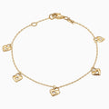 14K Solid Gold Dangling Hearts Bracelet