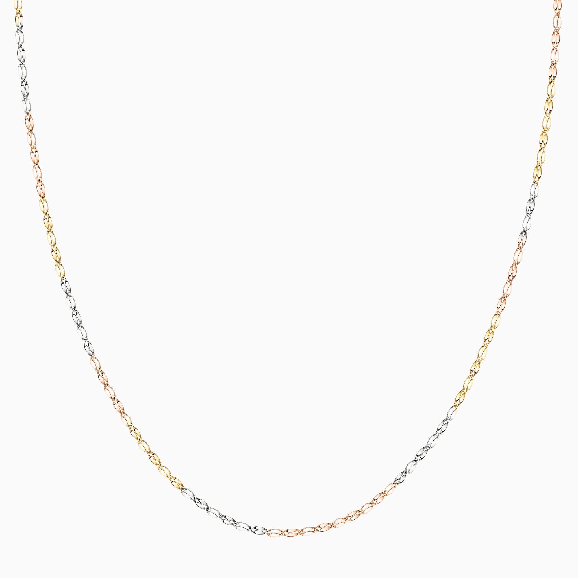 10K Solid Gold 3 tone Diamond Cut Mirror Chain Necklace