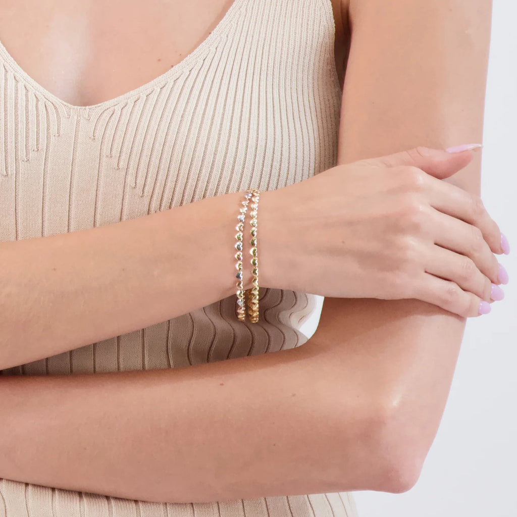 14K Gold Heart Link Chain Bracelet