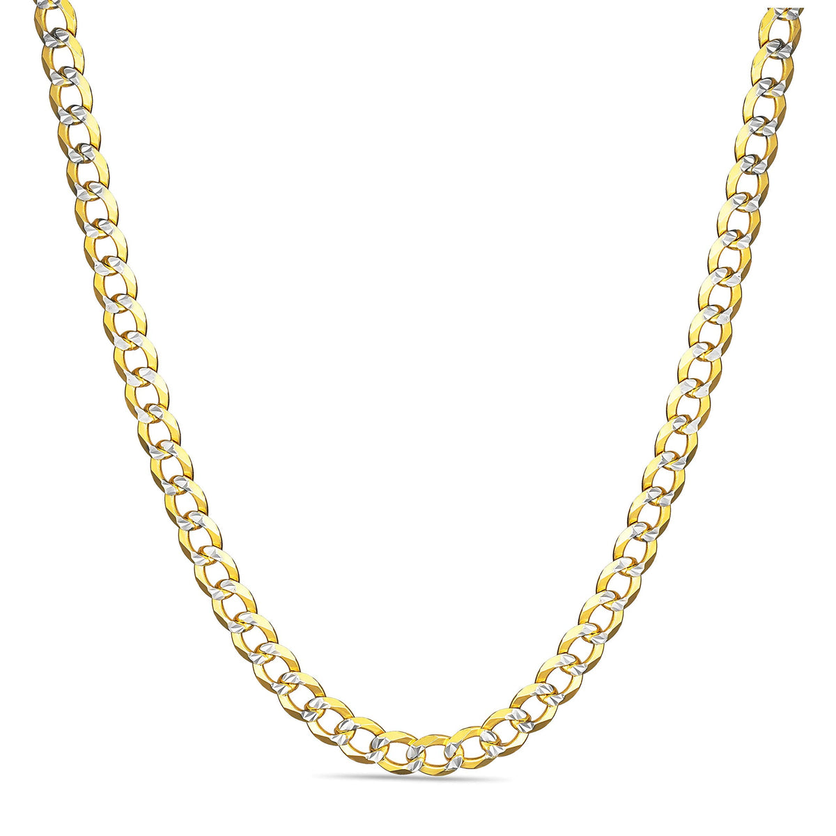 Gold over Sterling Silver Two Tone Diamond Cut Cuban Chains