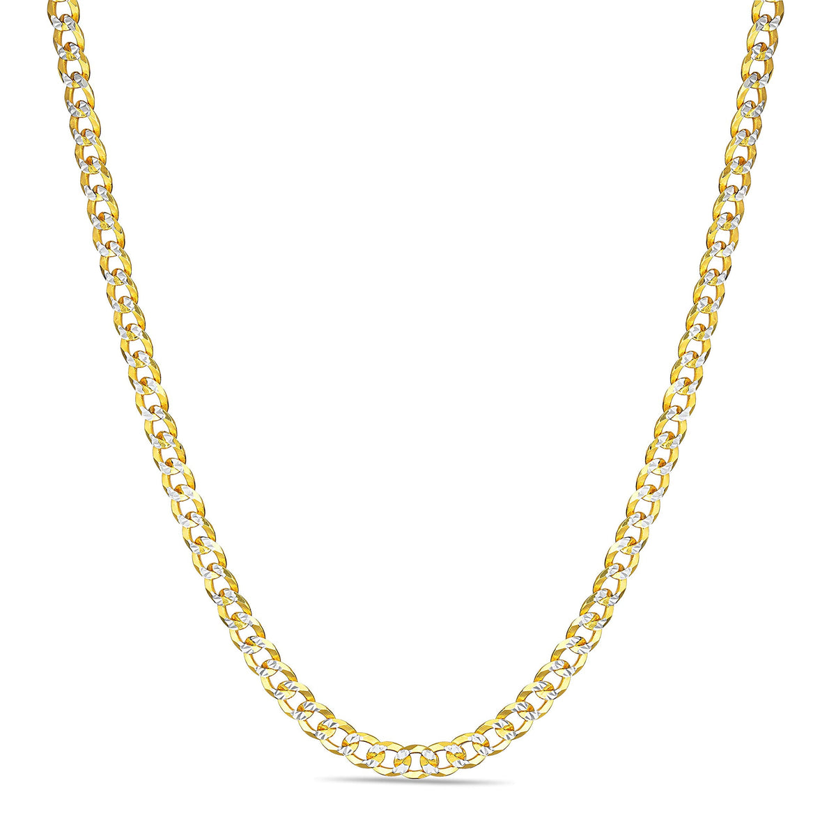 Gold over Sterling Silver Two Tone Diamond Cut Cuban Chains