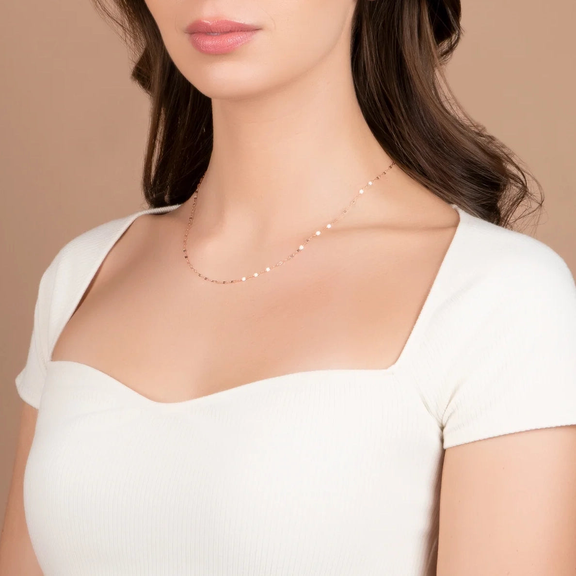14K Gold Mirror Chain Necklace
