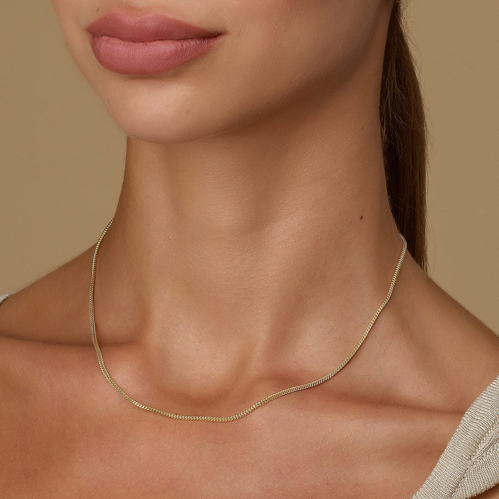 10K Yellow Gold 1.5mm Franco Square Box Chain Necklace