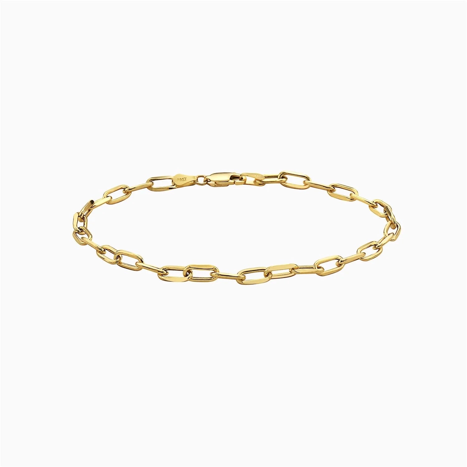 14K Gold Paperclip Chain Bracelet